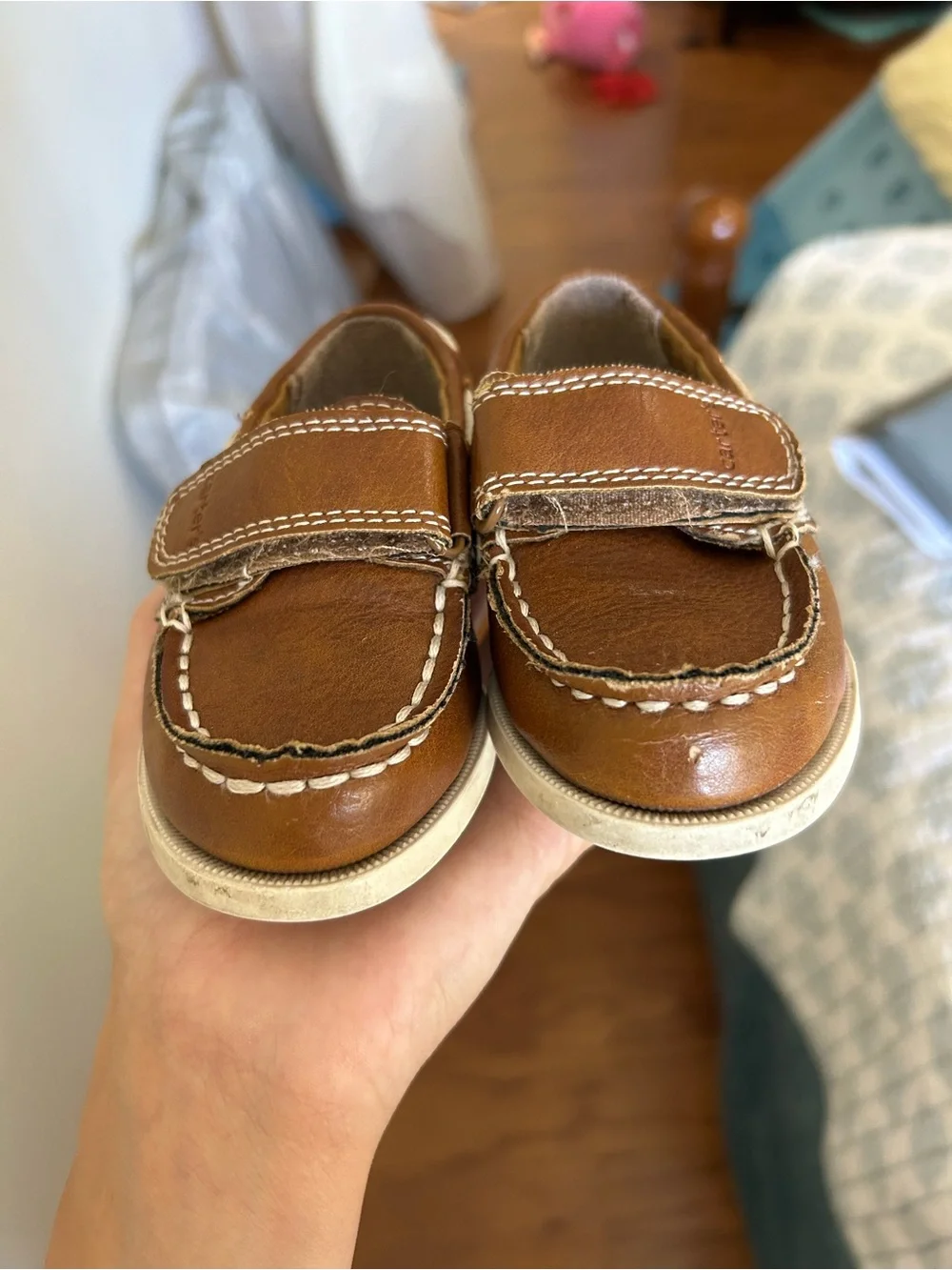 Toddler Boy Brown Leather Boat Shoes - Classic Slip-On Style Dressy Carters Fall
